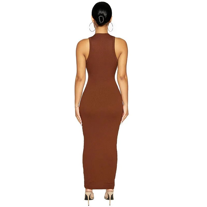 Ribbed Knitted Black Maxi Dress – Sexy Autumn Party Style