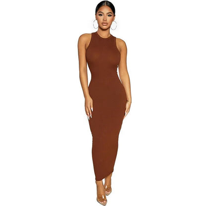 Ribbed Knitted Black Maxi Dress – Sexy Autumn Party Style