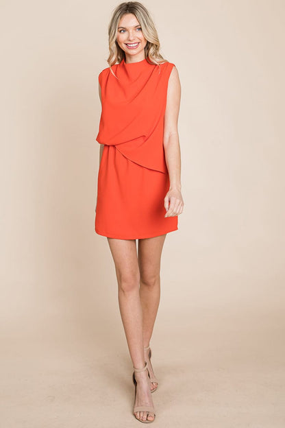 Draped Sleeveless Mini Cocktail Dress - Elegance and Comfort for Every Occasion