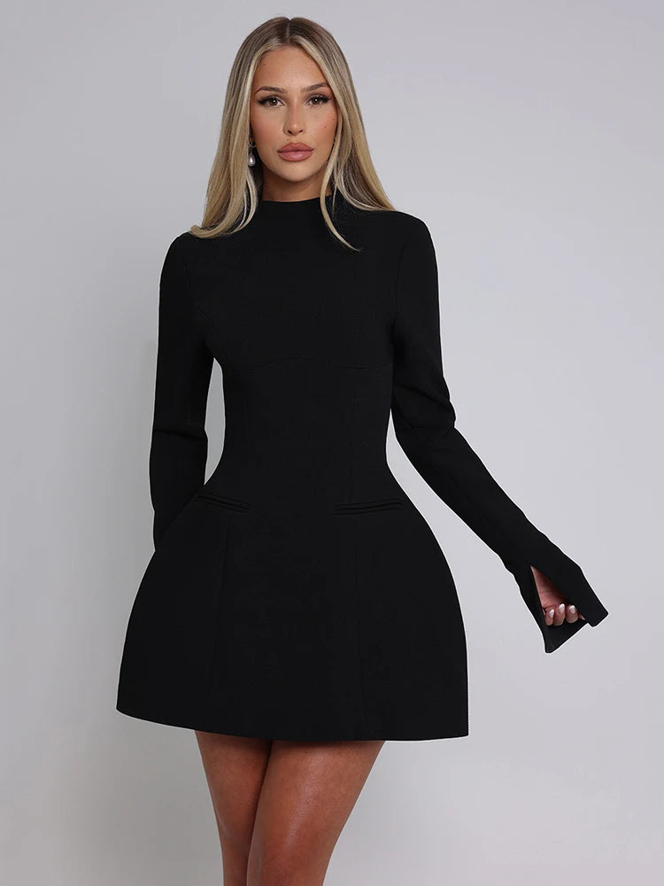 Mozision Long Sleeve Backless Sexy Mini Dress For Women Autumn Winter