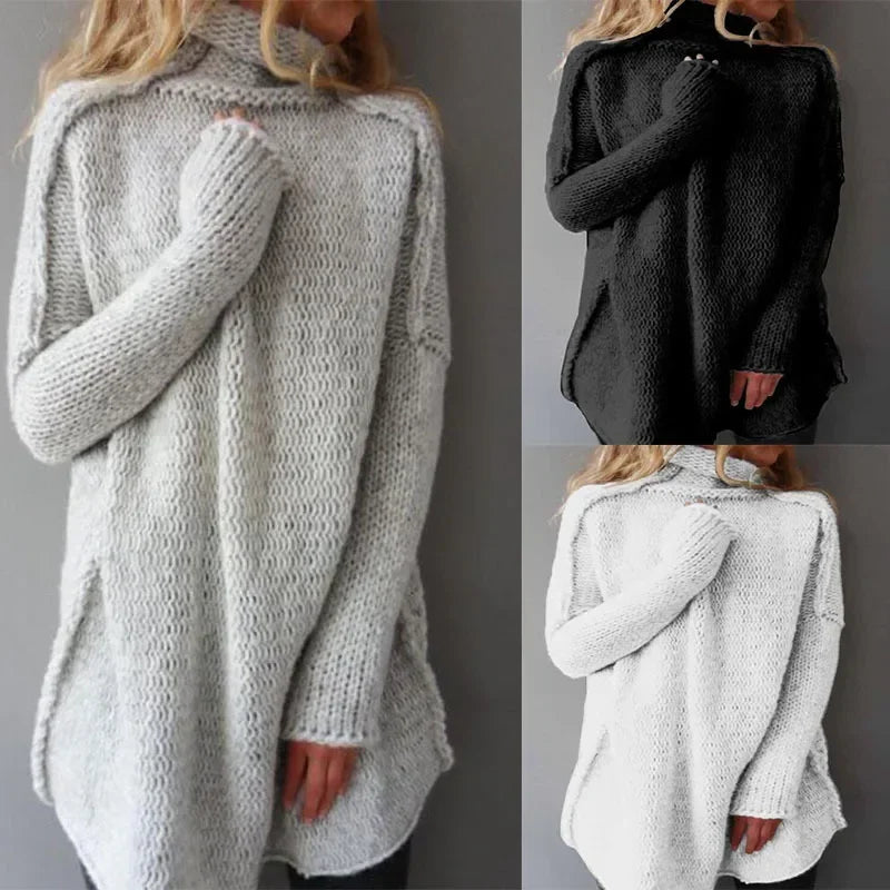 Turtleneck Jumper for Women – Autumn & Spring Knitted Loose Fit Long Sleeve Winter Sweater