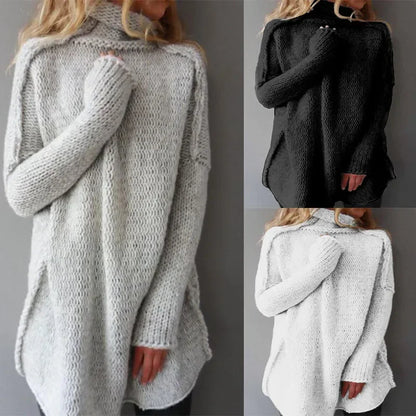 Turtleneck Jumper for Women – Autumn & Spring Knitted Loose Fit Long Sleeve Winter Sweater