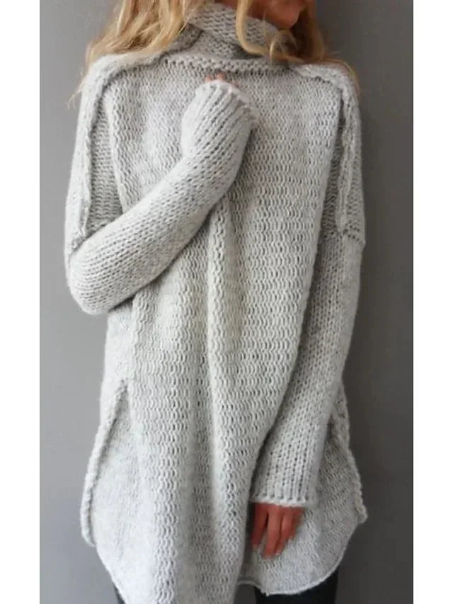 Turtleneck Jumper for Women – Autumn & Spring Knitted Loose Fit Long Sleeve Winter Sweater