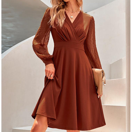 Robe longue à manches courtes pour femme - Robe fluide décontractée style bohème