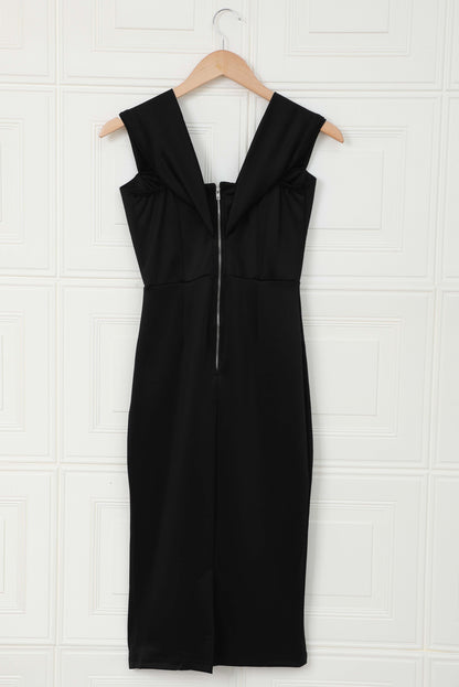 Black Off-the-shoulder Midi Dress