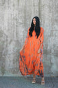 Robe longue caftan orange avec poches